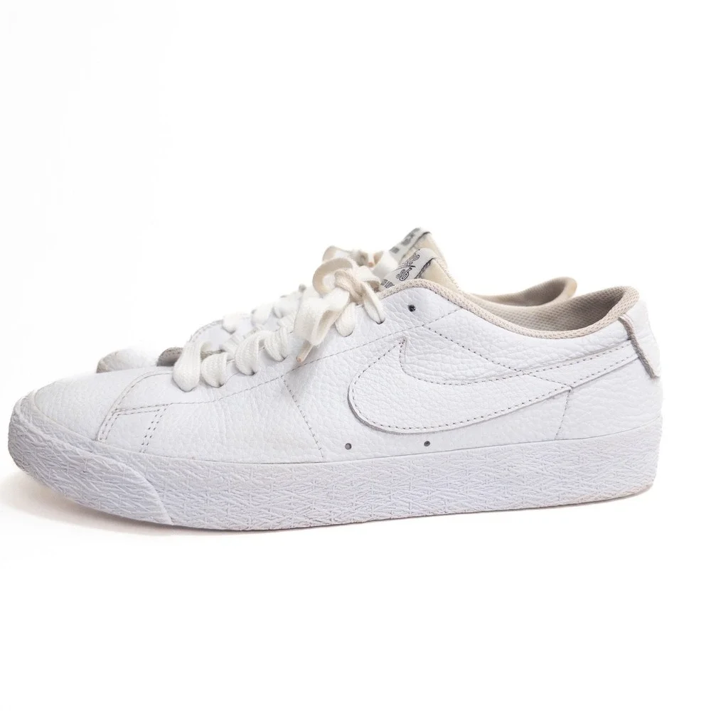 Nike SB Blazer Low AR1576-114 White‎ Leather Skate Shoes Men 8.5